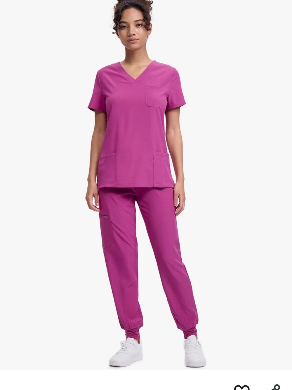 V-Neck Jogger Scrub Pants & Top Set in Fuchsia